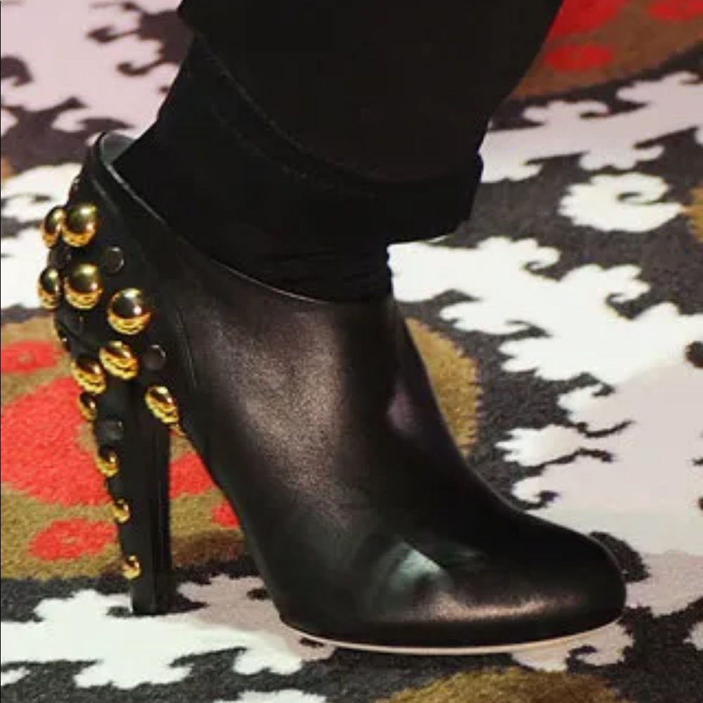 Gucci Babouska Black Gold Studded Ankle Boots